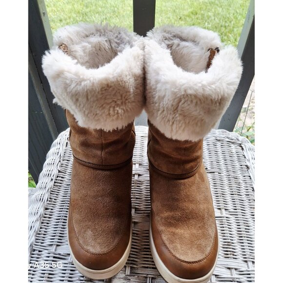Koolaburra By UGG Womens Brown Suede & Faux Shearling Winter Boots Size 8 Side Z - Picture 2 of 12
